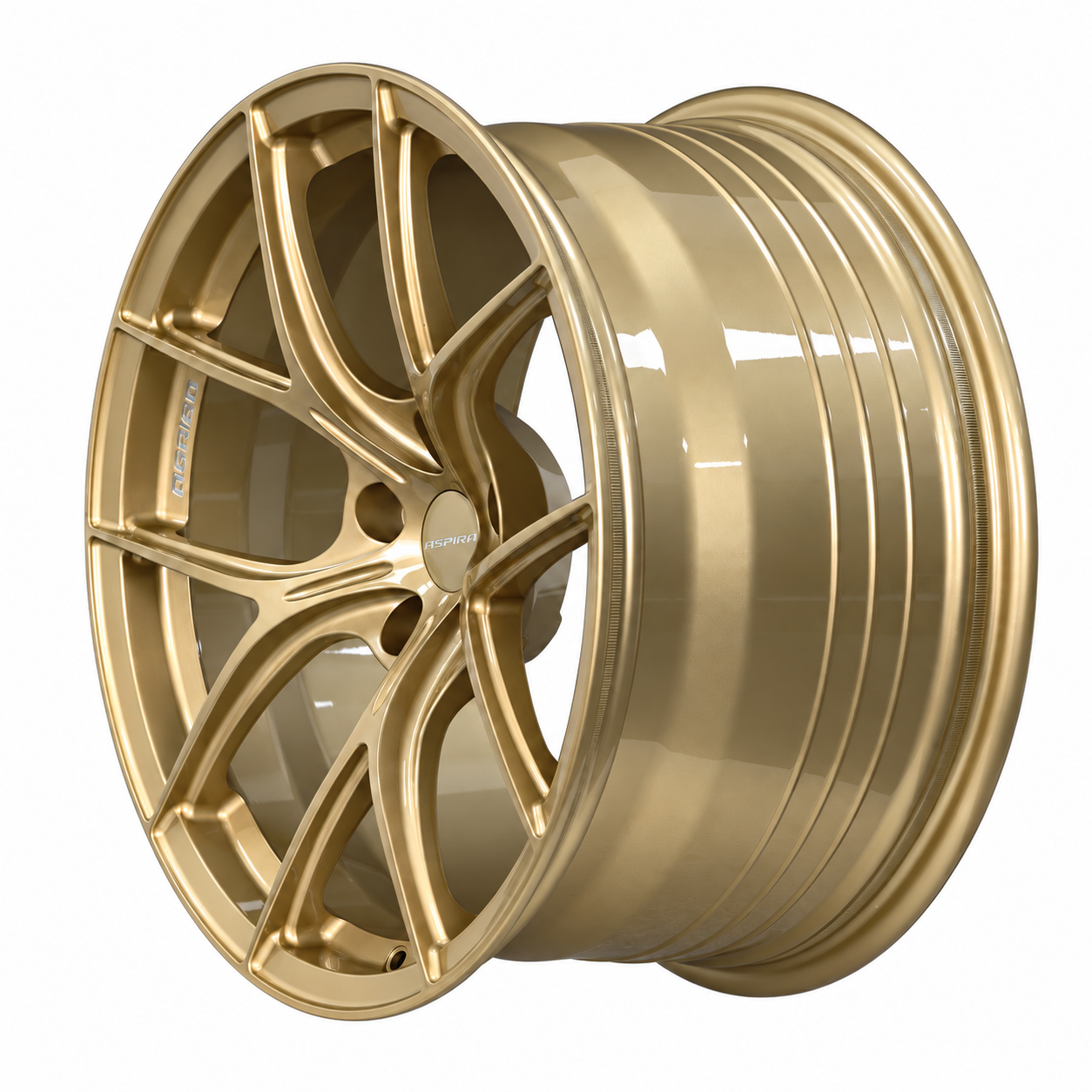 ASPIRA AV-5 19-inch Gold forged wheel alternate angled view