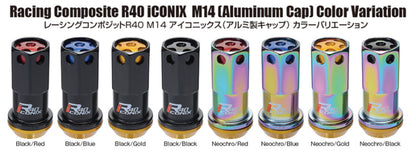 Project Kics 16+4 Locks Black R40 Iconix w/ Plastic Cap - 14x1.50