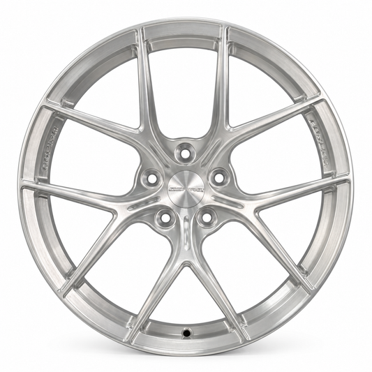 ASPIRA AV-5 19-inch Bright Brushed Silver forged wheel front view