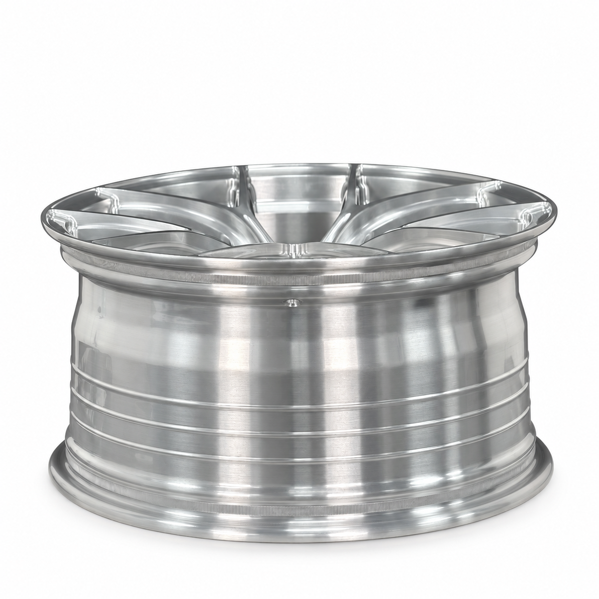 ASPIRA AV-5 19-inch Bright Brushed Silver forged wheel barrel view