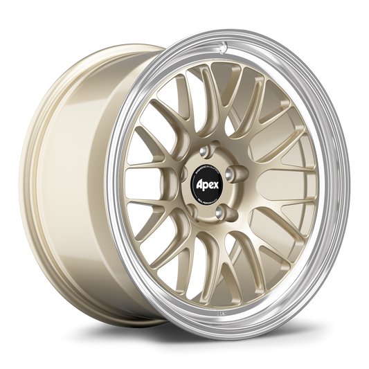 APEX ML-10RT forged wheel in Gloss Motorsport Gold - Machined Lip — manufacturer render