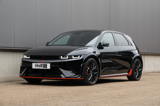 H&R lowering springs installed on Hyundai IONIQ 5 N front view