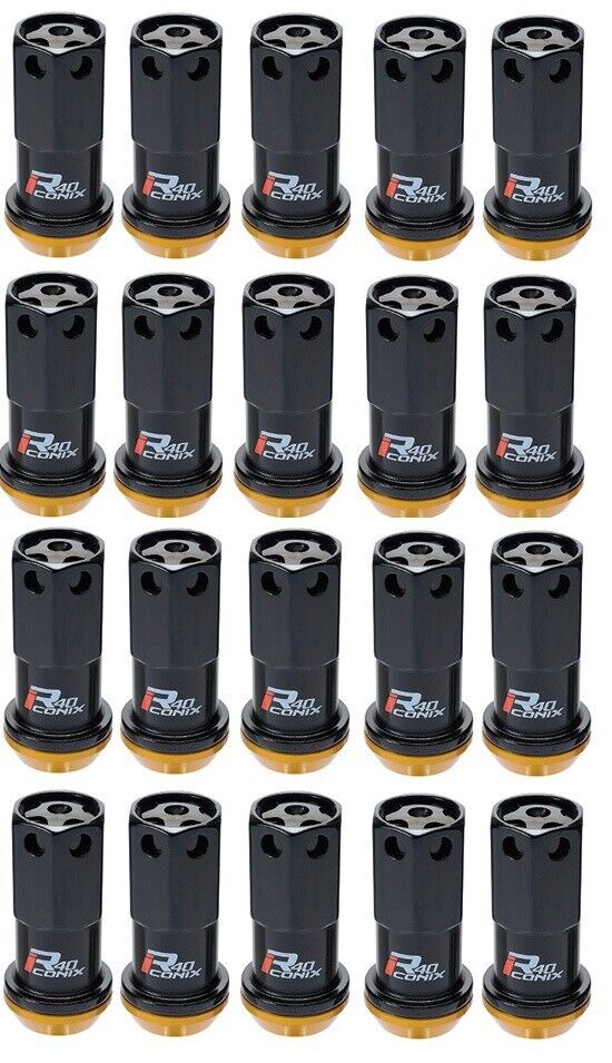 Project Kics 16+4 Locks Black R40 Iconix w/ Plastic Cap - 14x1.50