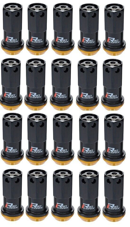 Project Kics 16+4 Locks Black R40 Iconix w/ Plastic Cap - 14x1.50