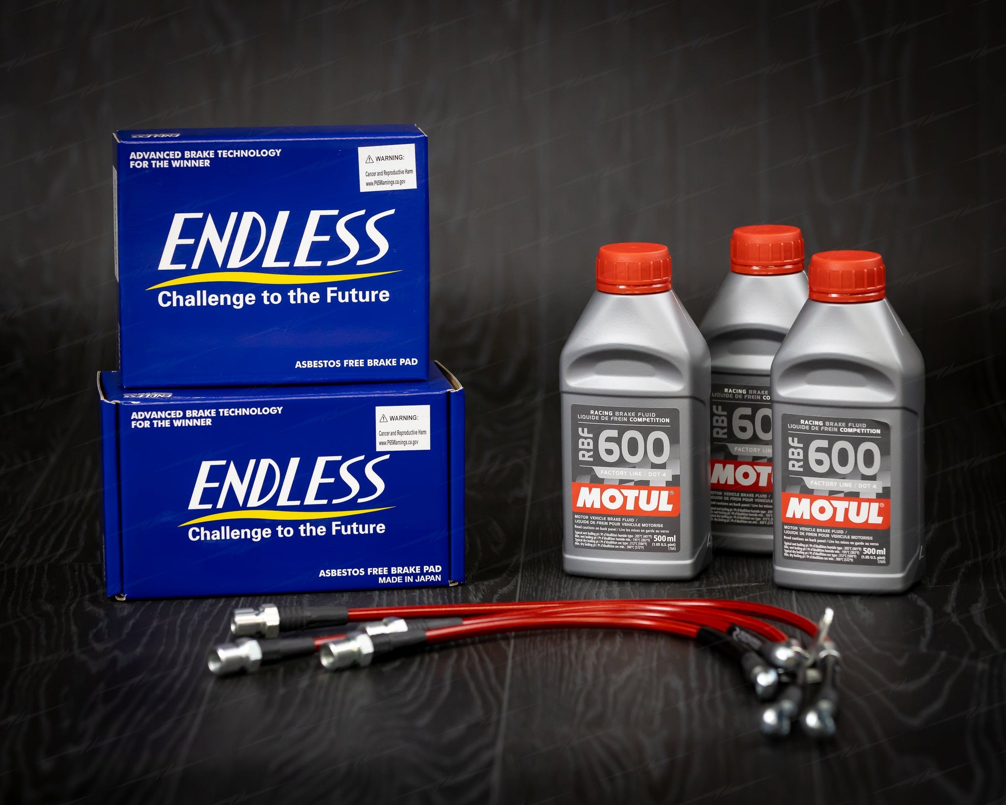 Endless EX90 Model Y Stage 2 brake upgrade package: Pads + Fluid + SS lines