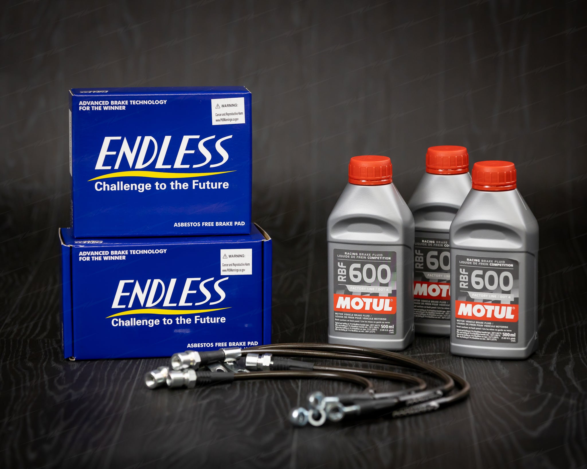 Endless EX90 Model 3 Stage 2 brake upgrade package: Pads + Fluid + SS lines